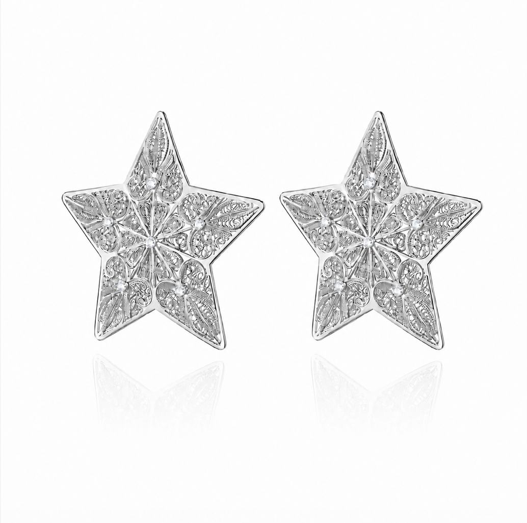 Brincos Estrelas Prateado