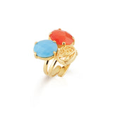 Anillo con 2 piedras de filigrana ovaladas