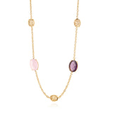 Two-Stone Oval Filigree Necklace Gold