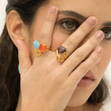 Anillo con 2 piedras de filigrana ovaladas