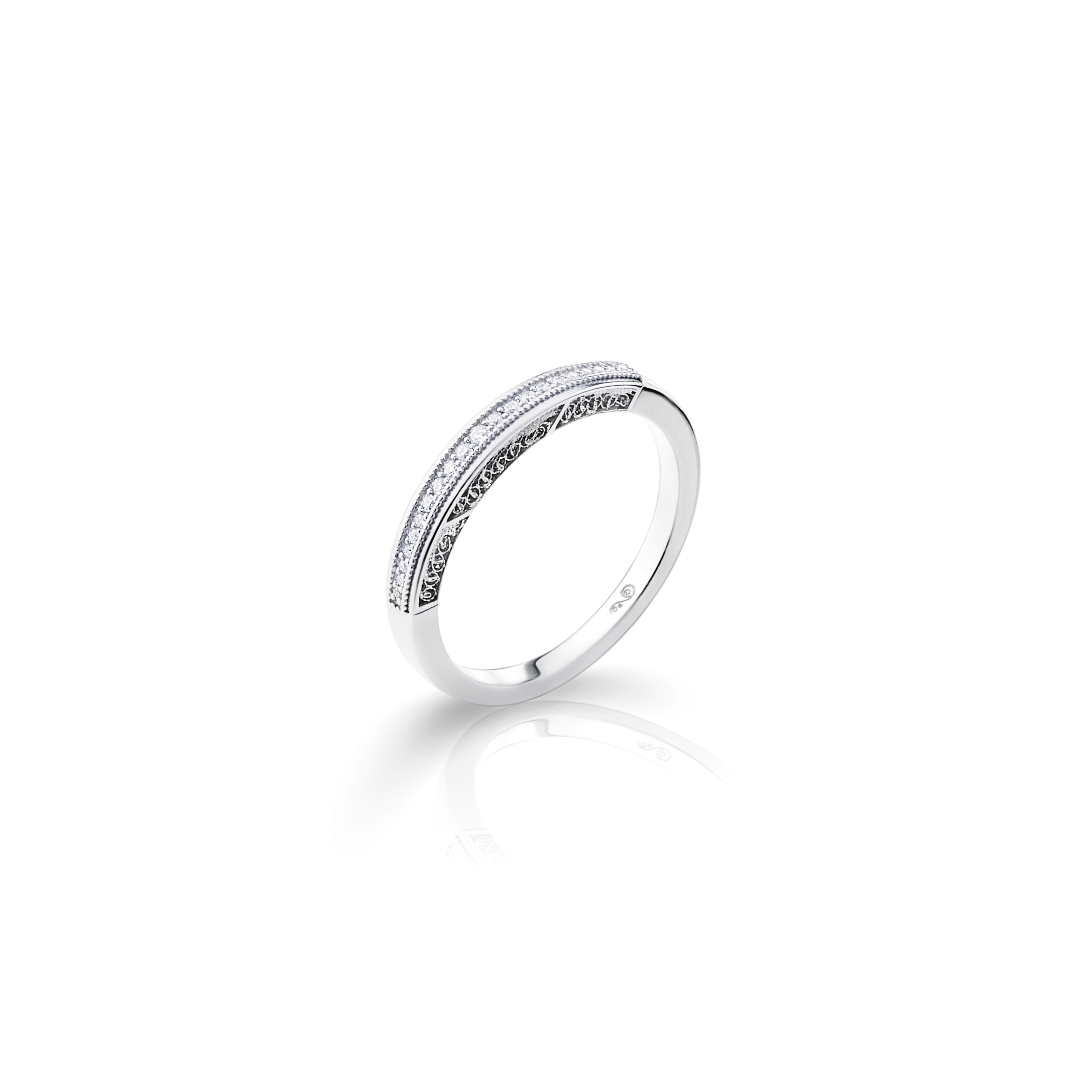 Anel Diamantes Ouro branco 0,10 CT Joalharia do Carmo