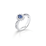 Anel Filigrana Diamantes Ouro Branco 0,30 CT  + Safira 0,35 CT Joalharia do Carmo